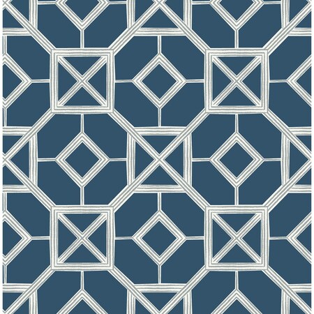 Manhattan Comfort McAllen Livia Dark Blue Trellis 33 ft L X 205 in W Wallpaper BR4014-26411